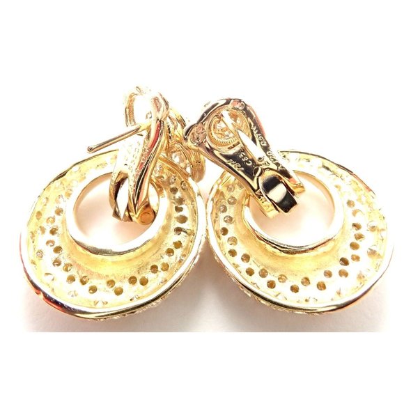 Rare! Van Cleef & Arpels 18k Yellow Gold Diamond MOP Door Knocker Earrings - Picture 9 of 10